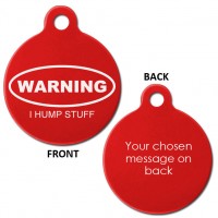 Red Engraved Hump Stuff Aluminium 31mm Large Round Pet Dog ID Tag